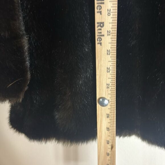 Vtg 70s grandella II ladies button up chocolate brown fur coat size 12 - Picture 8 of 15